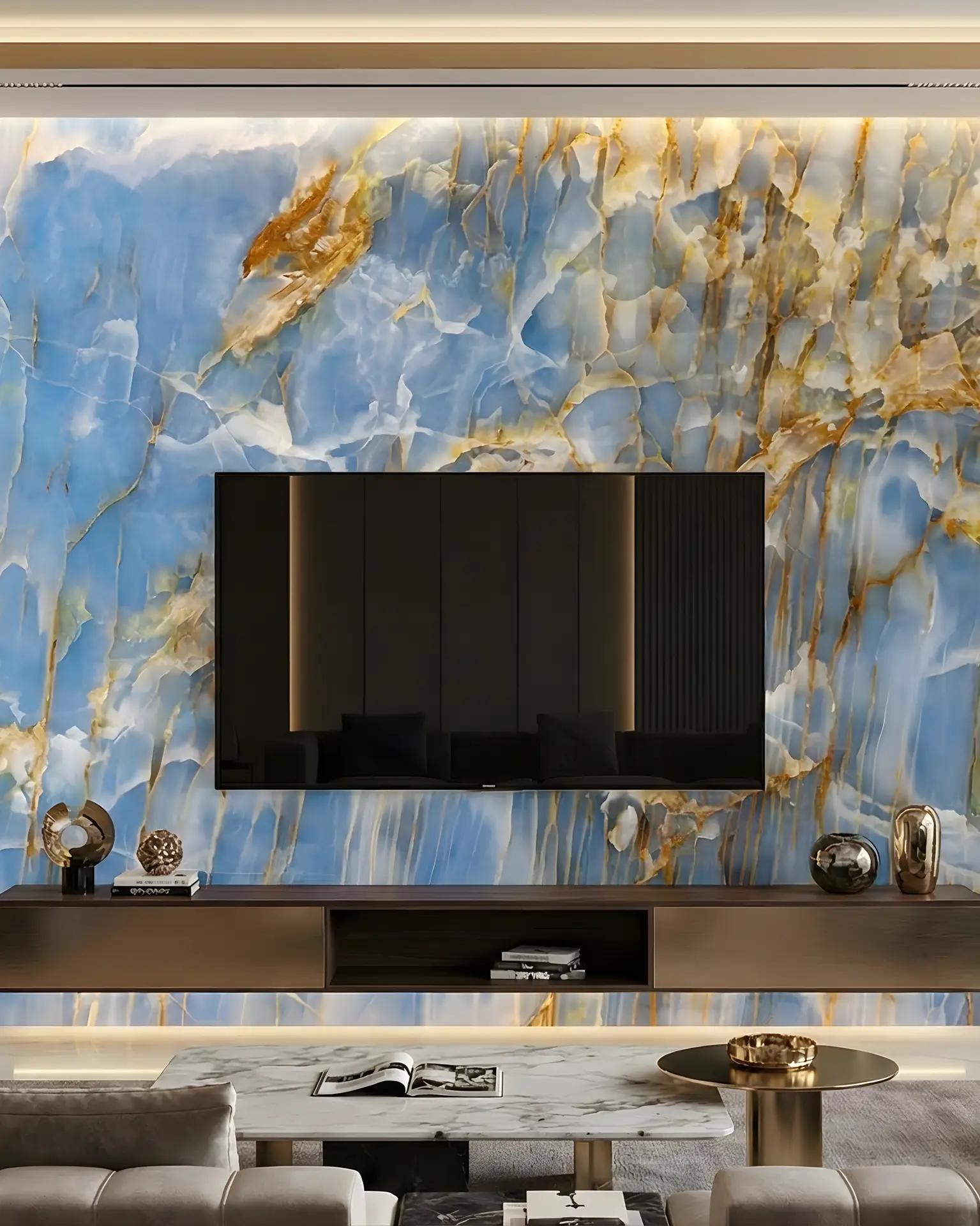 Feature Wall & TV Unit (Bhutra Marble)