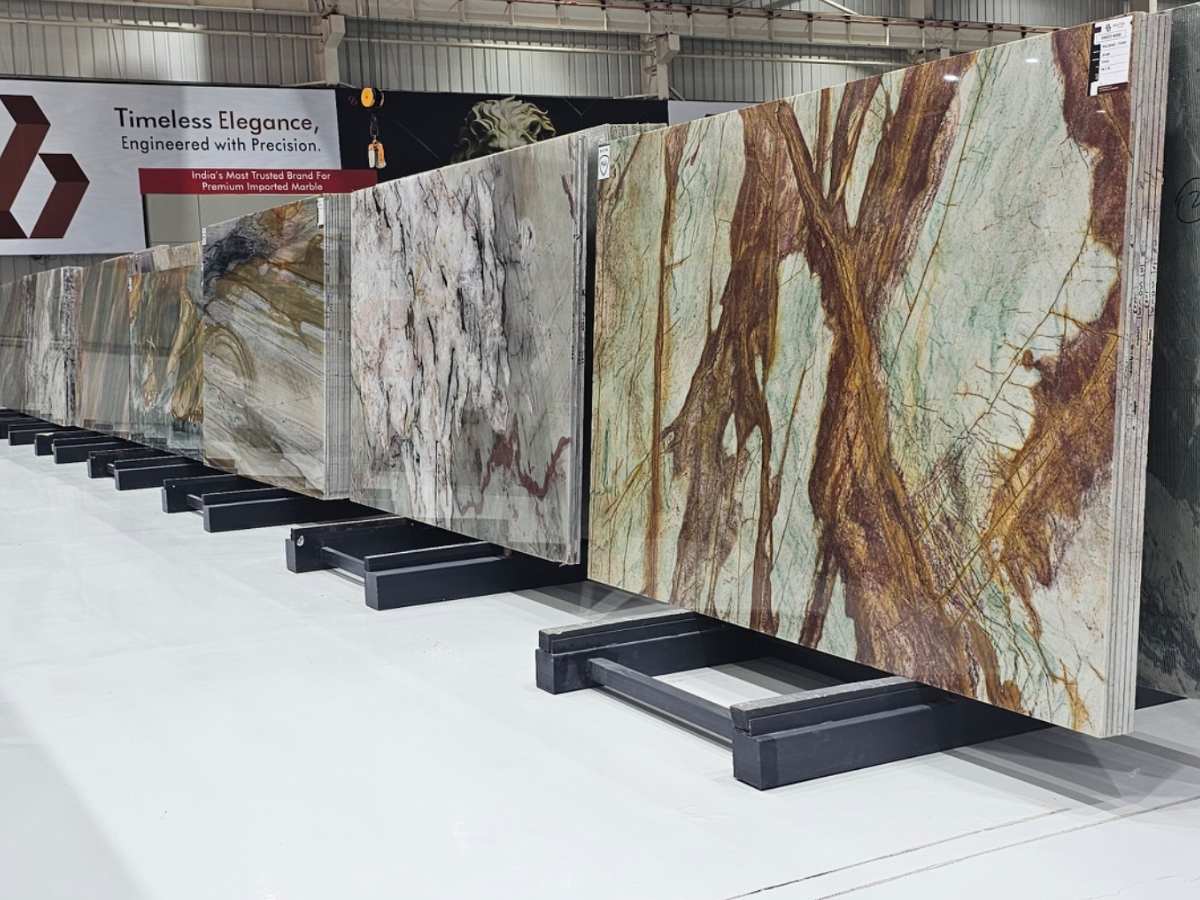Designer imported marble slab at Bhutra Stones showroom