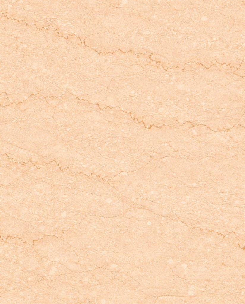 Close-up view of Botticino Semiclassico Marble showing warm beige tones and intricate fossilized patterns.