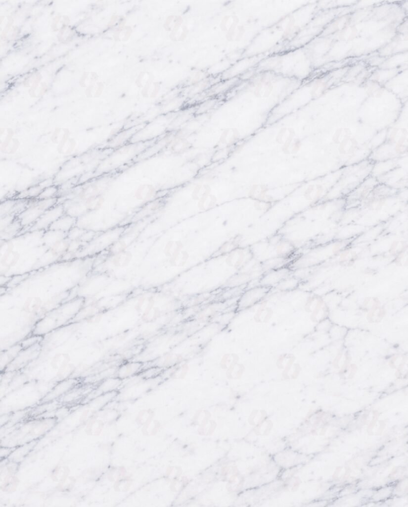 High-resolution close-up of Carrara Gioia Marble showcasing its soft grey veining and white background texture
