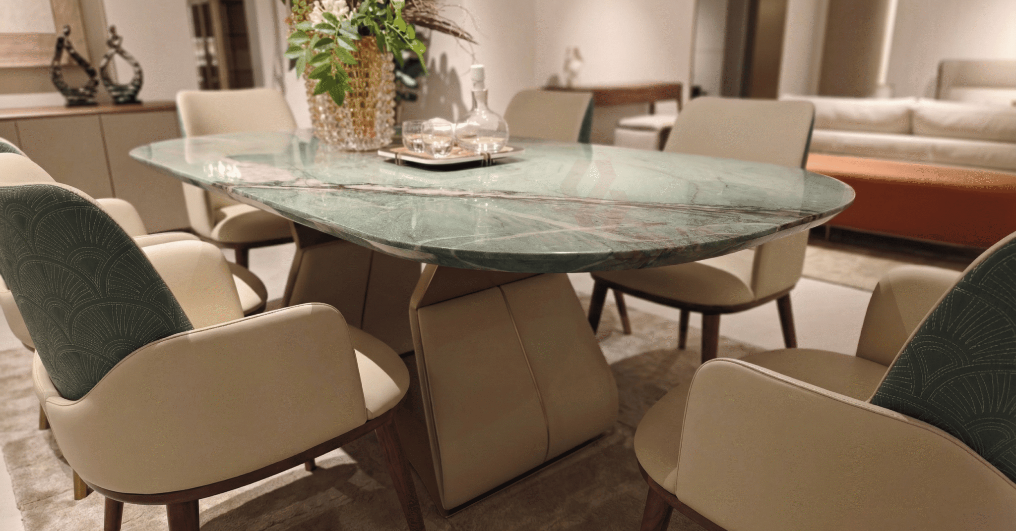 Luxury Dining Space with Green Marble 1