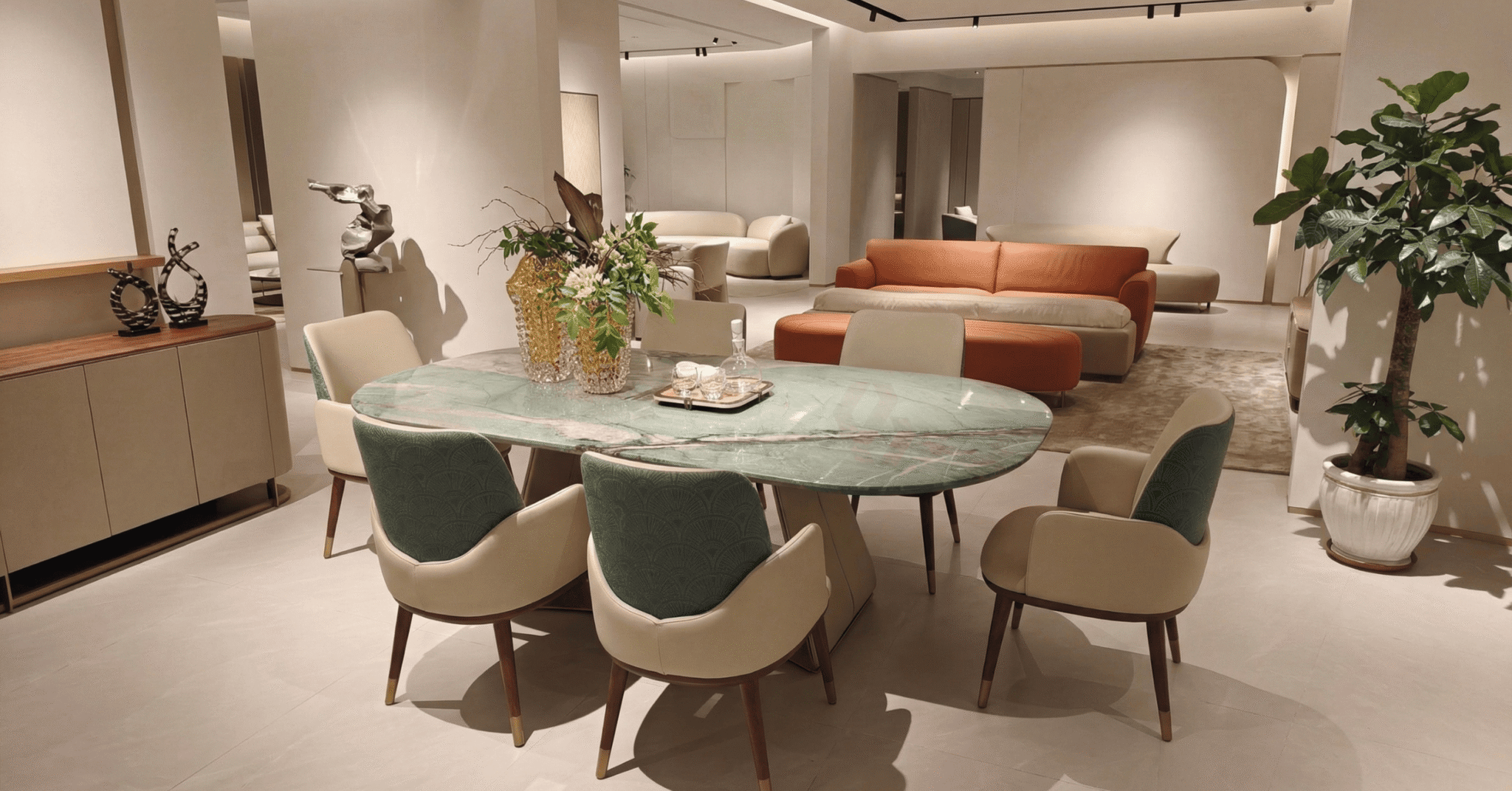 Luxury Dining Space with Green Marble 4