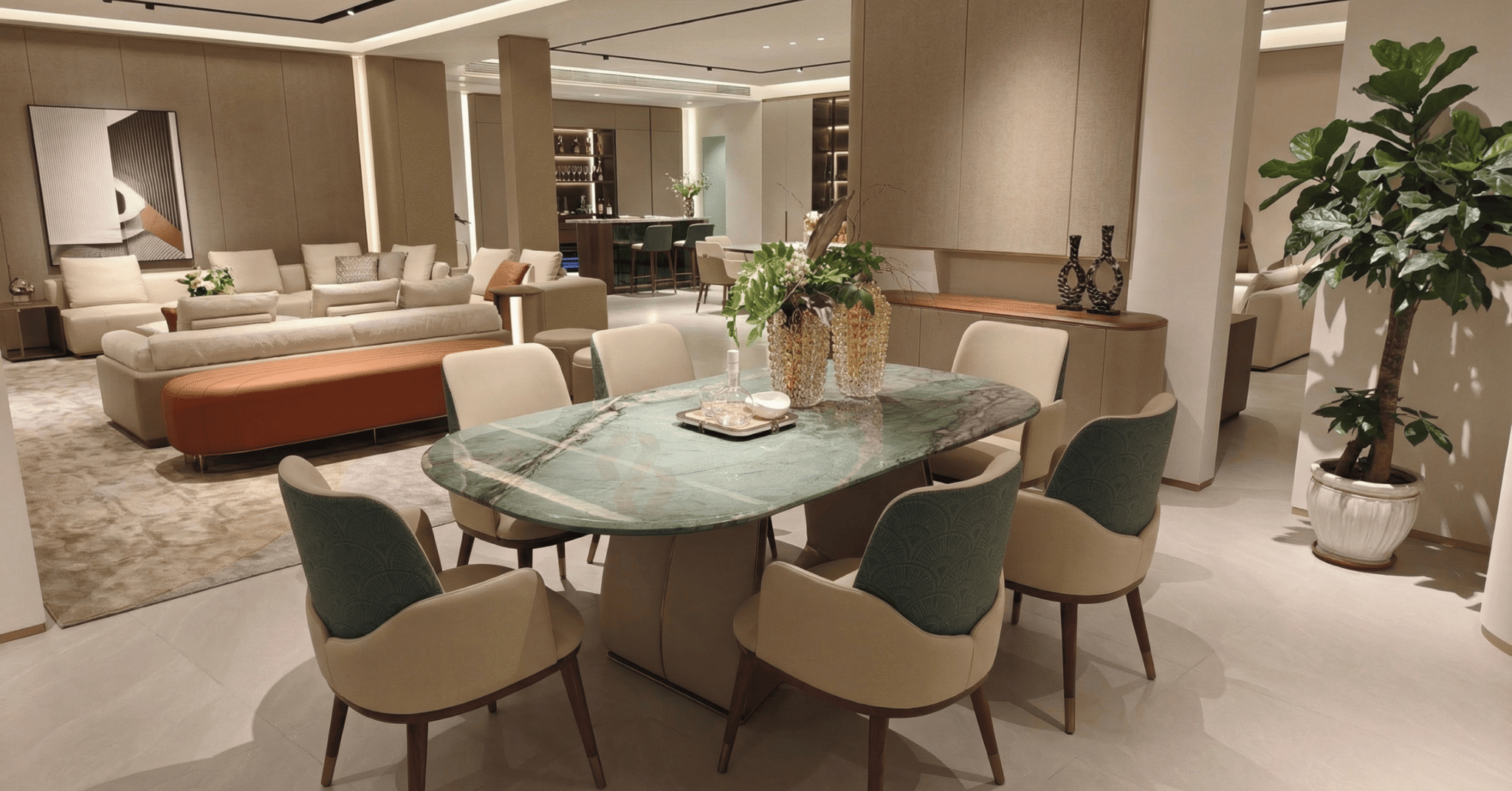 Luxury Dining Space with Green Marble 5