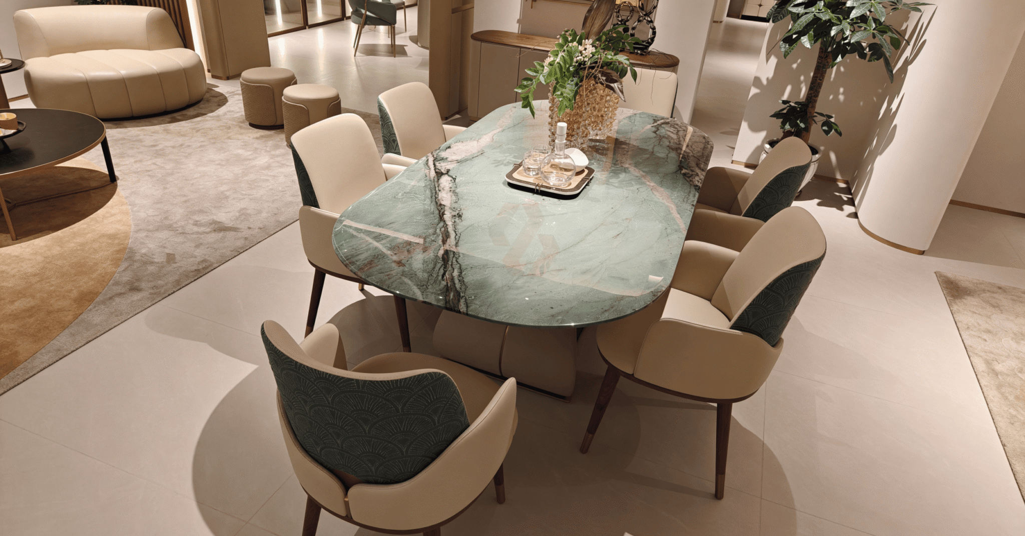 Luxury Dining Space with Green Marble 6