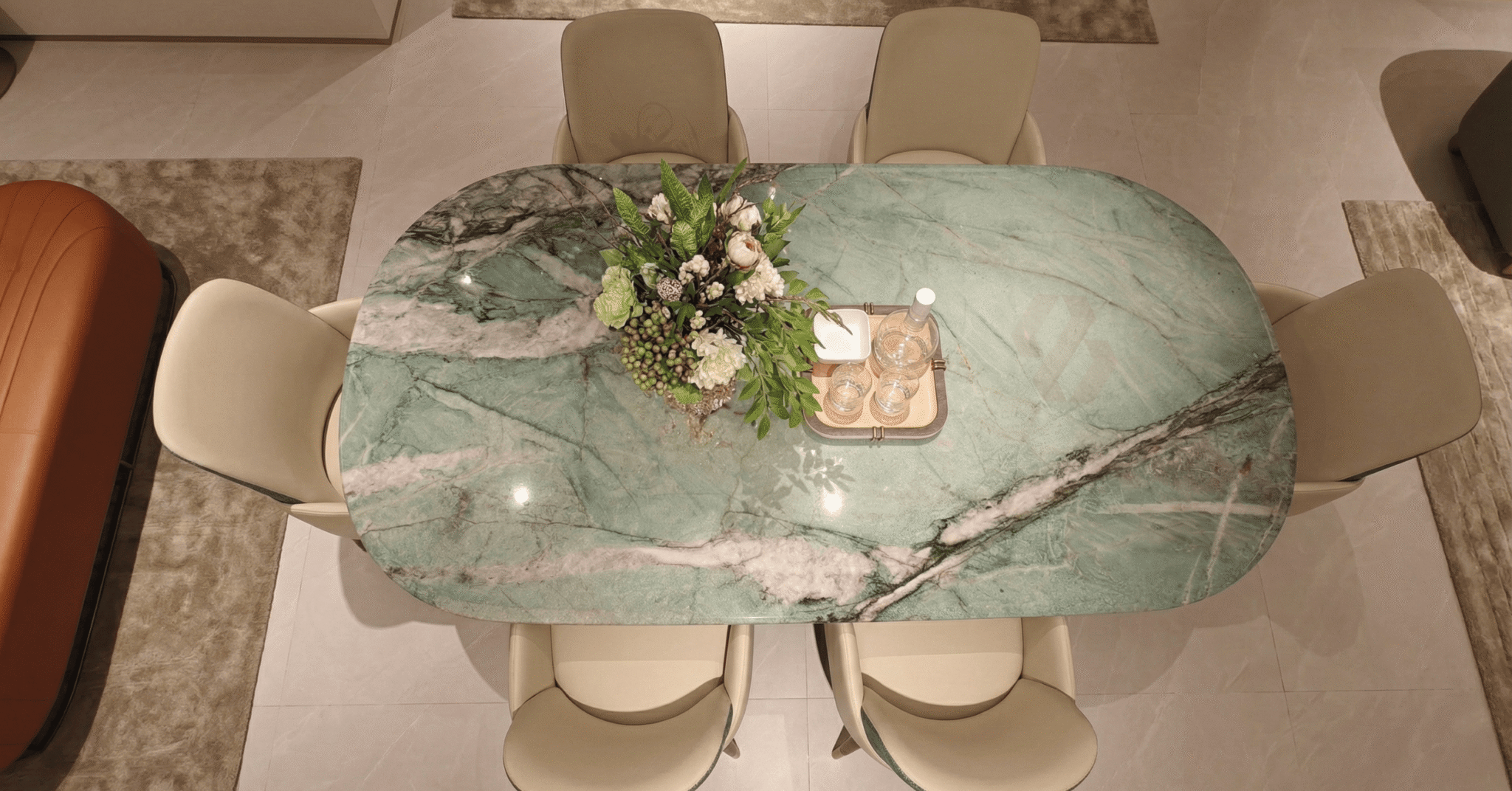 Luxury Dining Space with Green Marble 7