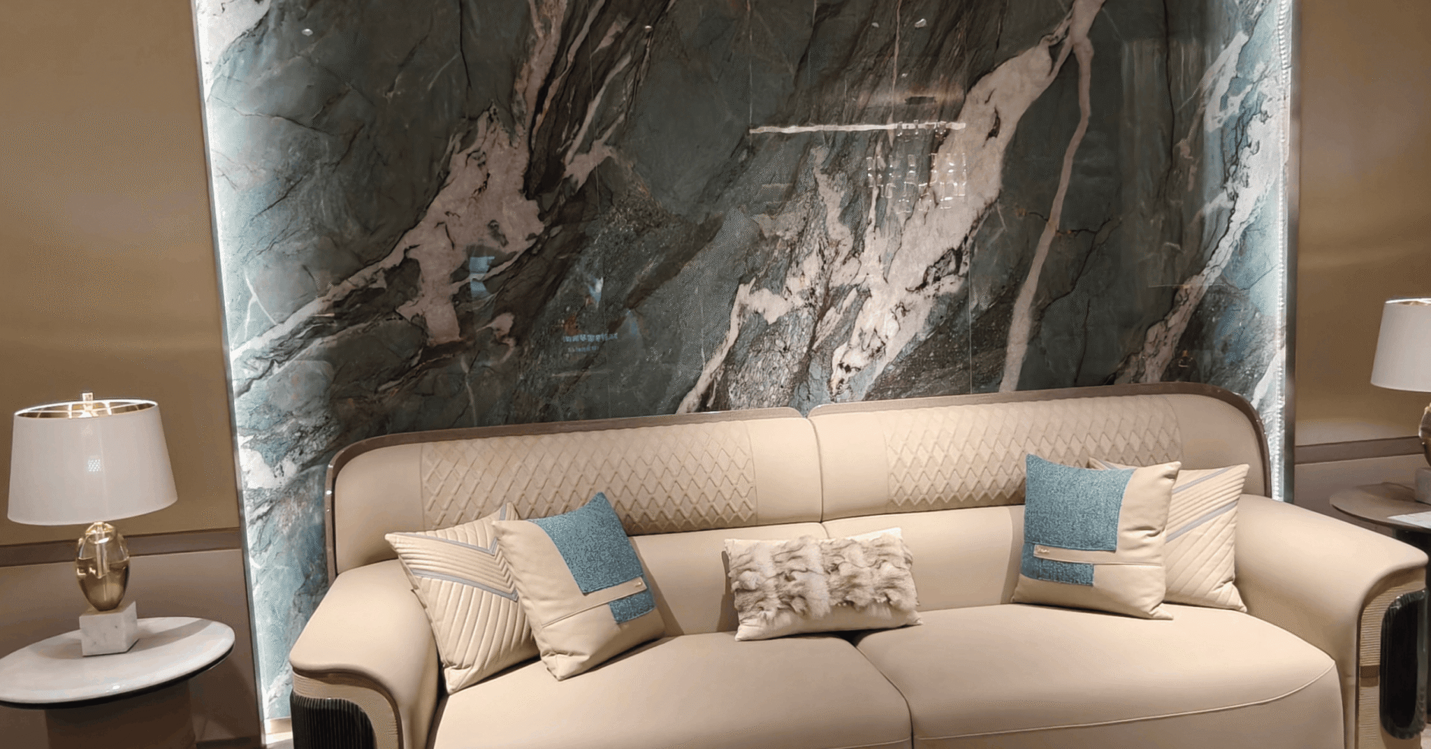 Close detail of Brazilian Quartzite wall surface and natural pattern