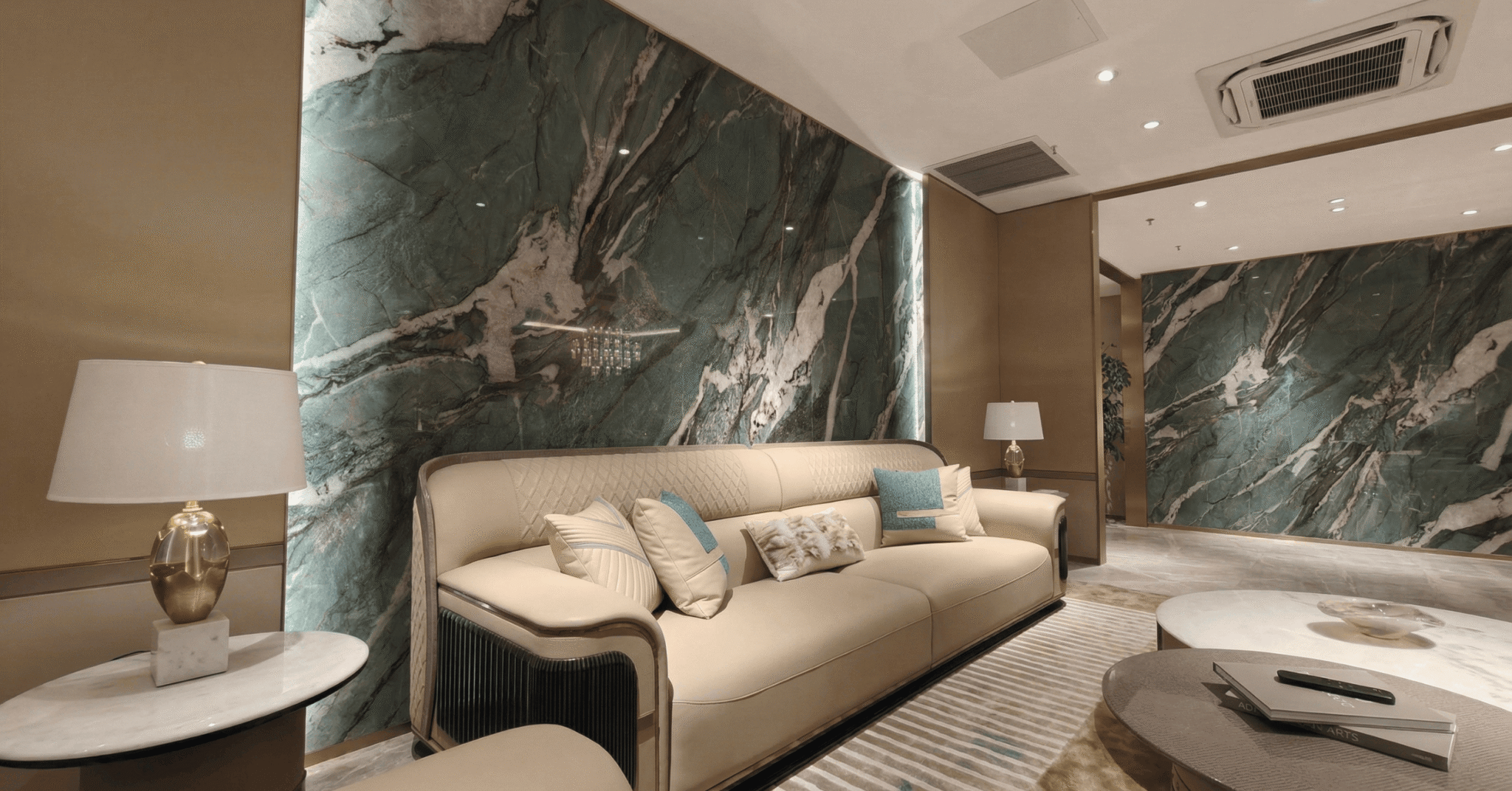Brazilian Quartzite feature wall used in luxury lounge-style interior
