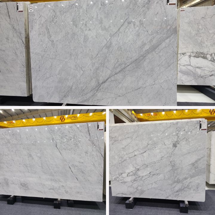 Carrara marble slabs for price and thickness selection at Bhutra Marble Kishangarh