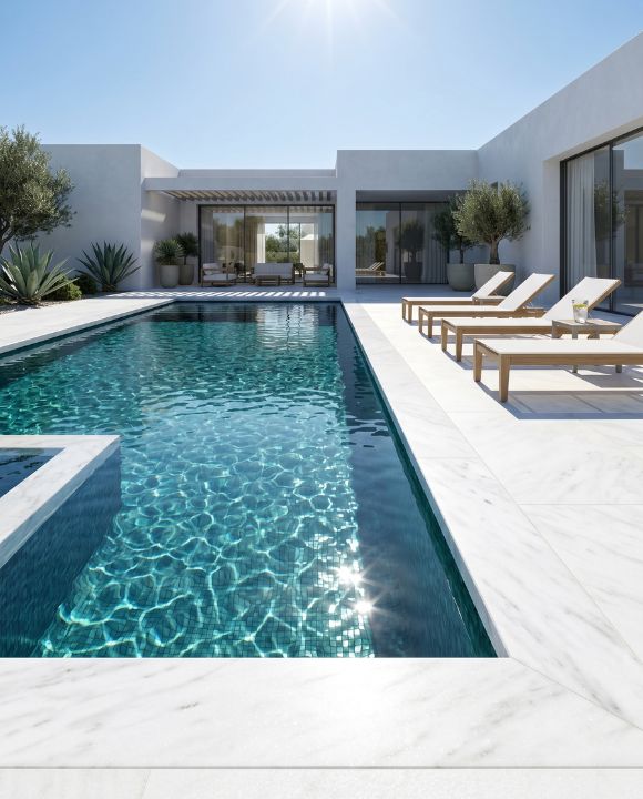 Thassos White Marble Swimming Pool Surround